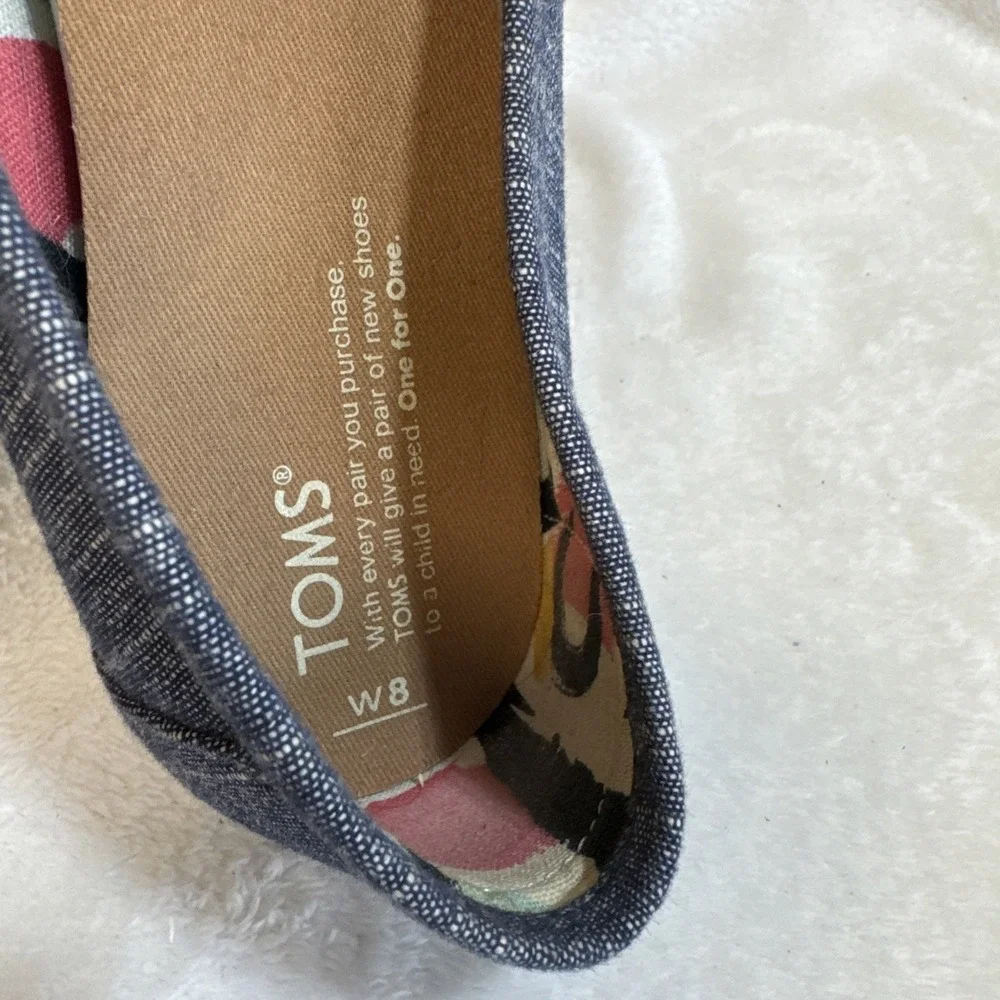 TOMS Women's Denim Wedge Flats Shoes‎ Blue Size W8